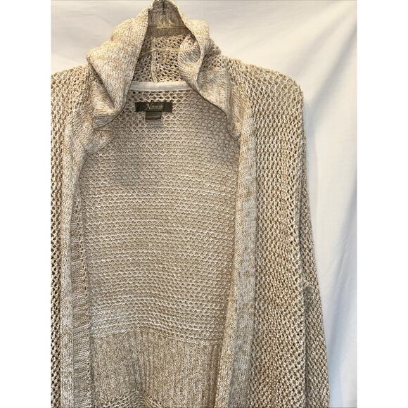 Natural Reflections Size Medium Fishnet Knit Cardigan Duster Oatmeal Boho Coast - Picture 6 of 12